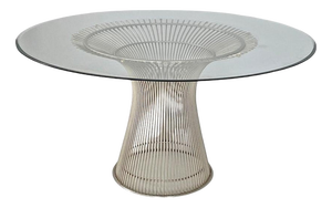 American Modern Dining Table in Glass and Metal attributed to Warren Platner for Knoll, 1966