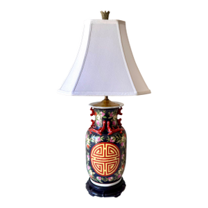 Ming Medallion Floral Crest Table Lamp