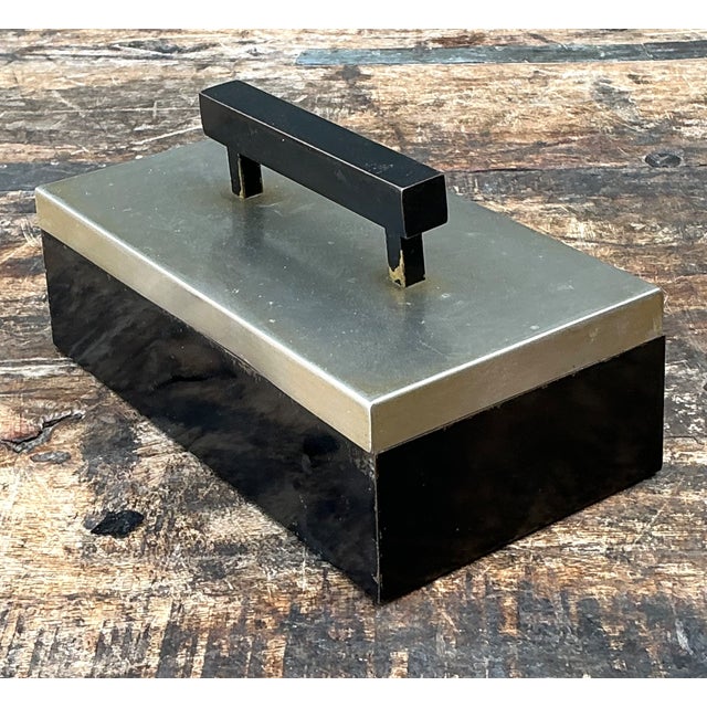 Vintage Metal and Wood Lidded Box For Sale - Image 10 of 12