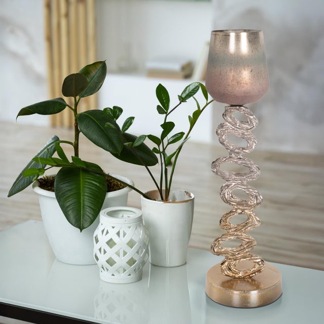 Contemporary Teresina Gold Ombre Candleholder- Short For Sale - Image 3 of 11