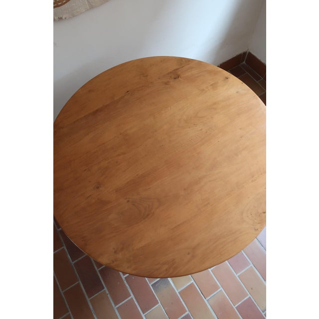 Wood Art Deco Round Ash Dining Table with Stepped Column Base, France, 1930s For Sale - Image 7 of 11