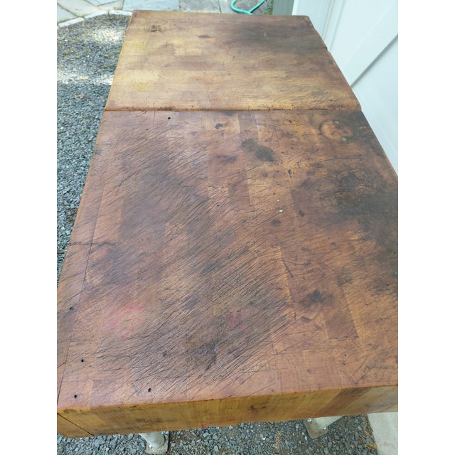 Brown Vintage Butcher Block Table For Sale - Image 8 of 11