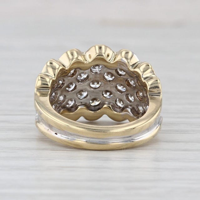 1.48ctw Diamond Cluster Ring 14k Yellow White Gold Sz 5.75 London Star Cocktail For Sale - Image 4 of 8