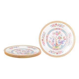Faience Plates with Oriental Floral Pattern from Cauldon China, England, Set of 4 For Sale