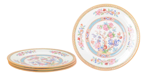 Faience Plates with Oriental Floral Pattern from Cauldon China, England, Set of 4