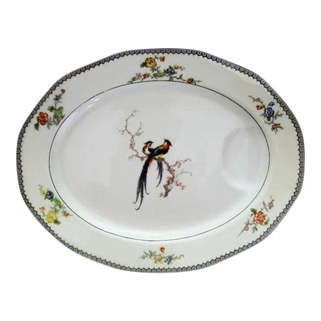 1920s Theodore Haviland Limoges "Eden" Birds of Paradise Porcelain Oval Serving Platter For Sale