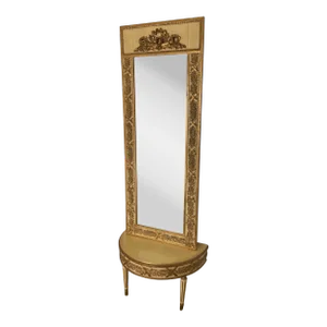 French Italy Louis XV Style Gilt Wood Console Table & Pier Mirror