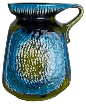 Fat Lava Green & Blue Pottery Vase by Jasba Ceramics, Germany, 1970s