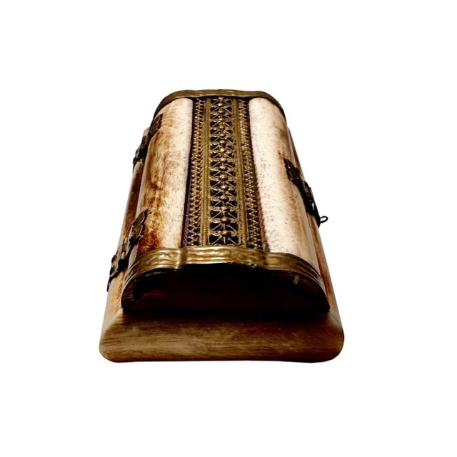 Indian 1900s Indian Bone and Pierced Brass Box For Sale - Image 3 of 5