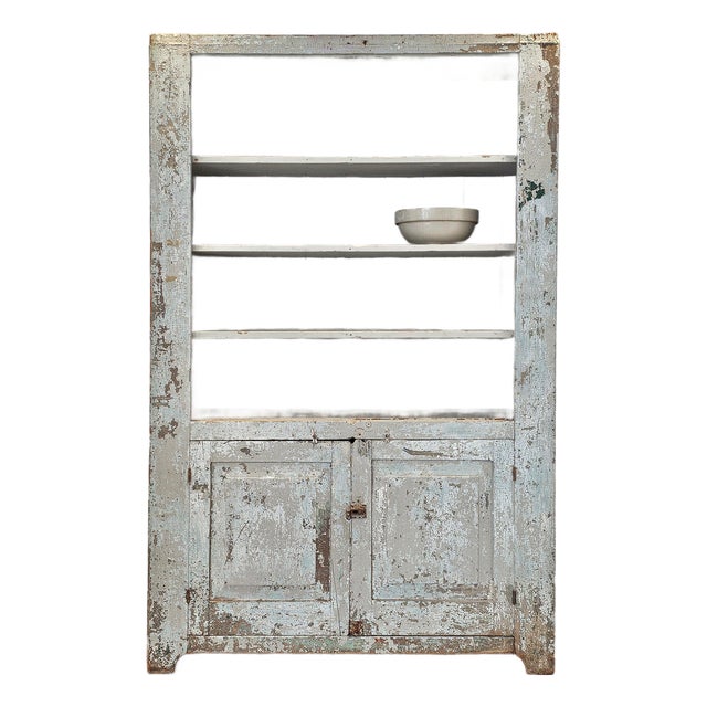 1900-1909 Primitive Painted Wood Farm Cupboard For Sale
