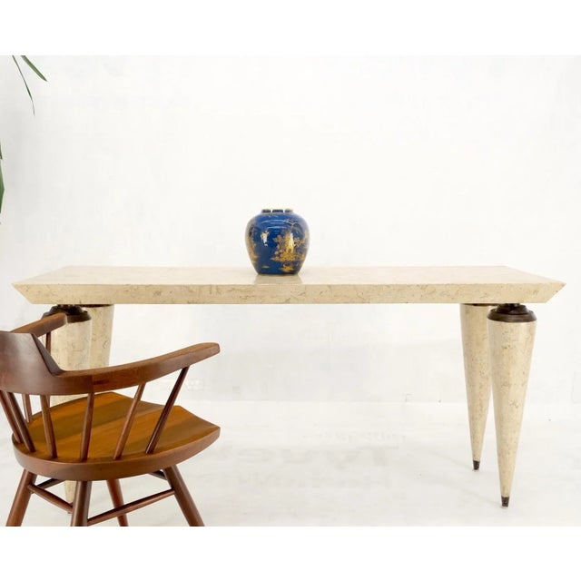 Stone Mid-Century Modern Tessellated Stone Rectangle Console Sofa Table For Sale - Image 7 of 13