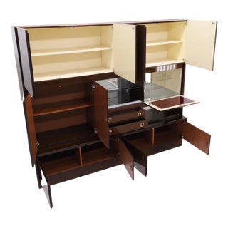 Large German Deco Mid Century Modern Lacquered Wall Unit Multi Use Cabinet NICE! For Sale