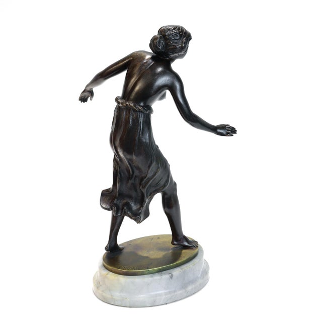 1920s Antique C. Rochlitz "Tänzerin" (Dancer) Bronze Sculpture, Circa 1920 For Sale - Image 5 of 14