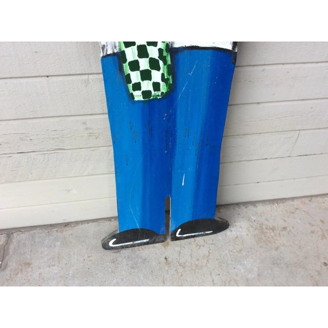 Blue Vintage Late 20th Century French Wood Painted Two Sided Chef Sign For Sale - Image 8 of 13