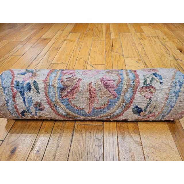 Late 19th Century French Aubusson Needlepoint Carpet in Floral Pattern in Ivory, Green, Pink, Blue For Sale - Image 12 of 18