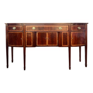 Ethan Allen 18th Century Reproduction Banded Mahogany Sideboard / Buffet For Sale