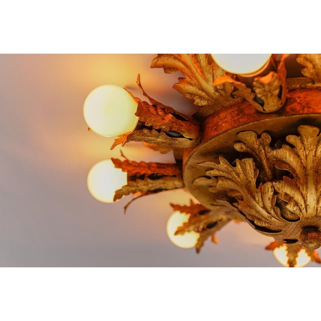 Large Vintage Florentine Leaf Ceiling Lamp by Banci Firenze, 1960s For Sale - Image 11 of 12