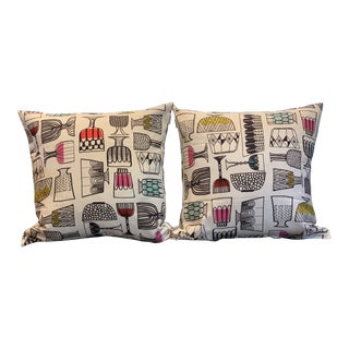 Vintage Marimekko Pillows in the "Kippis" Design With Down Feather Inserts- a Pair For Sale