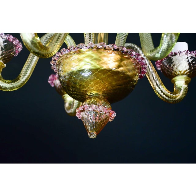 Pretty Venetian Chandelier, Pink and Gold Glass, 1950s For Sale - Image 15 of 15