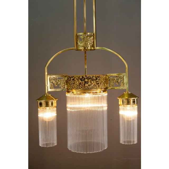 Art Nouveau Chandelier with Glass Sticks, Vienna, 1908 For Sale - Image 6 of 18