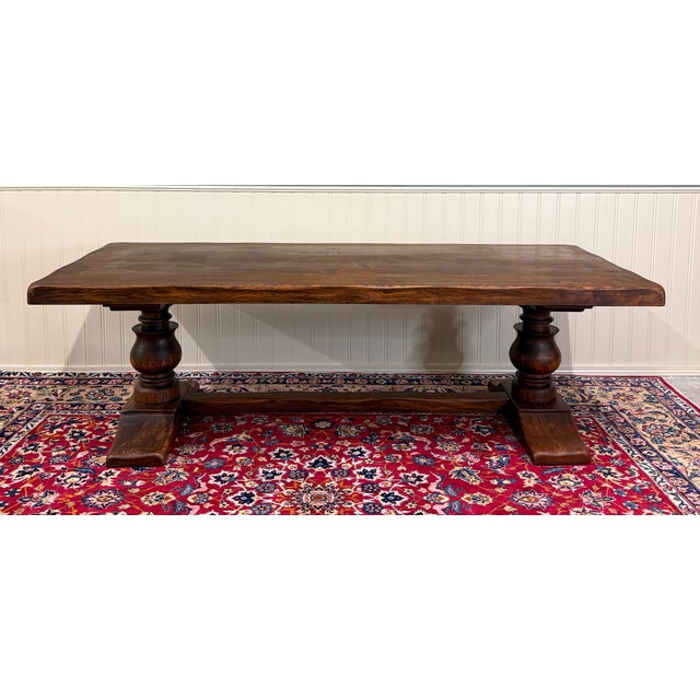 HANDSOME Antique French Country Oak Farmhouse Monastery Dining Table with Trestle Base~~c. late 19th century This table...