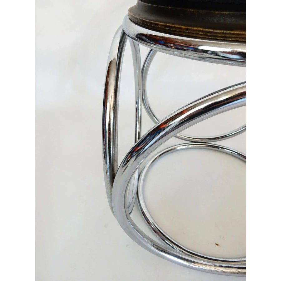 French Art Deco Jean-Pierre Laporte Design Tubular Circle Stool or