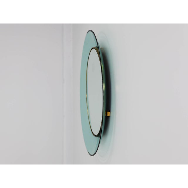 1960s Large Vintage Mirror with Curved Colored Glass by Max Ingrand for Fontana Arte, 1960 For Sale - Image 5 of 9