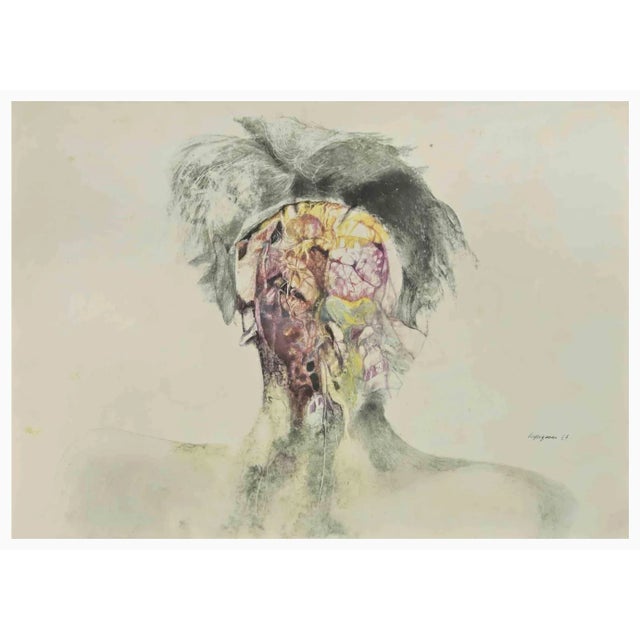 Modern After Renzo Vespignani, The Face, Phototype Print, 1960s For Sale - Image 3 of 3