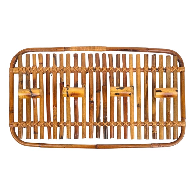 Mid-Century Modern Rattan & Bamboo Coat Rack Stand, Italy, 1960s For Sale