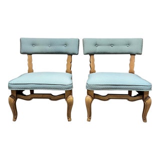 1950s Fabulous French Blue Slipper Chairs by Thomasville For Sale