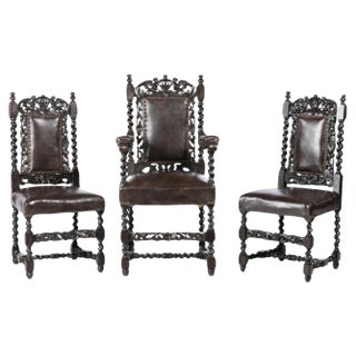 19th Century Armchair and Side Chairs, Set of 3 For Sale