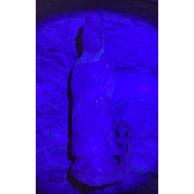 Antique Chinese Qing Dynasty Rose Quartz Guanyin Kwan Yin Figurine W/ Stand For Sale - Image 10 of 12
