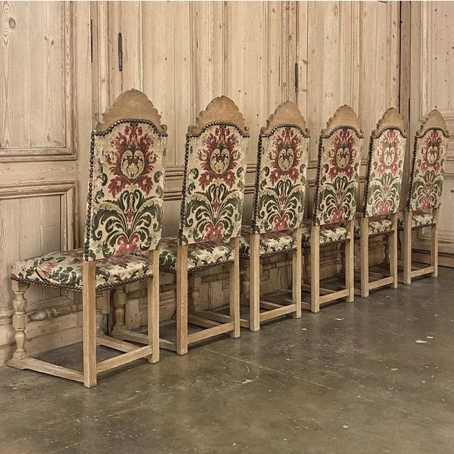 Camel Set of 6 Mid-Century Renaissance Revival Dining Chairs For Sale - Image 8 of 13