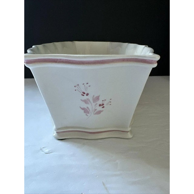 Ceramic Vintage Italian Pink and White Octagon Planter Cache Pot For Sale - Image 7 of 11