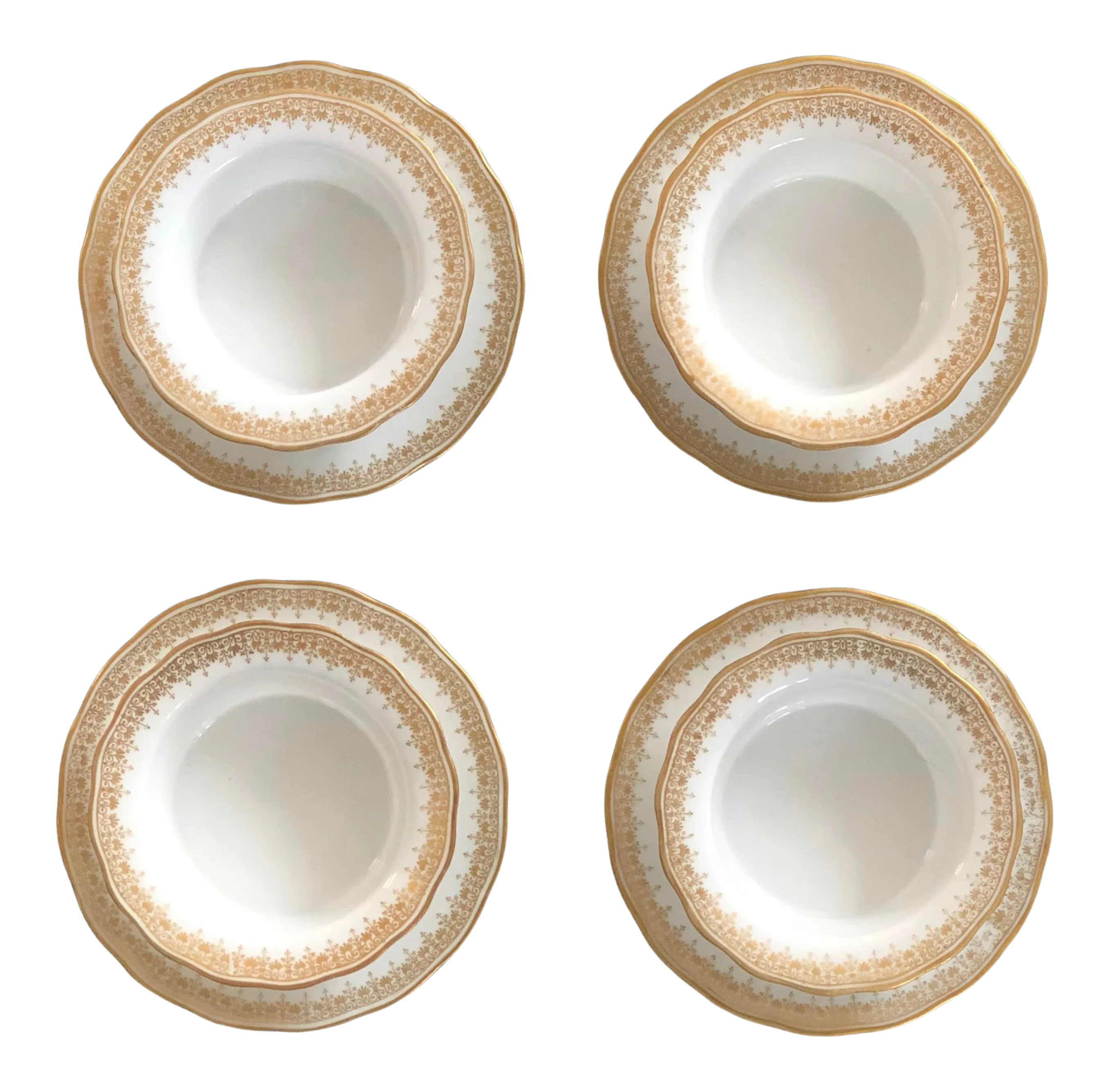 Antique Limoges Porcelain Ramekins & Saucers Set- 8 Pieces | Chairish