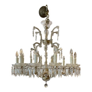 Vintage 12 Lite Maria Theresa Austrian Crystal Chandelier For Sale