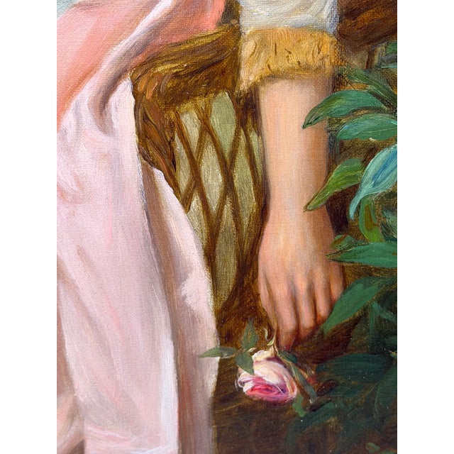 Wood 19th Century Oil Portrait of an Elegant Victorian Lady With Red Parasol, Signed by William Oliver (1823–1901) Gilt Framed For Sale - Image 7 of 18