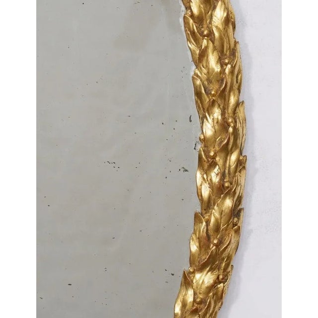 Regency Era Carved Giltwood Oval Mirror With Laurel Leaf Design From England For Sale - Image 10 of 12