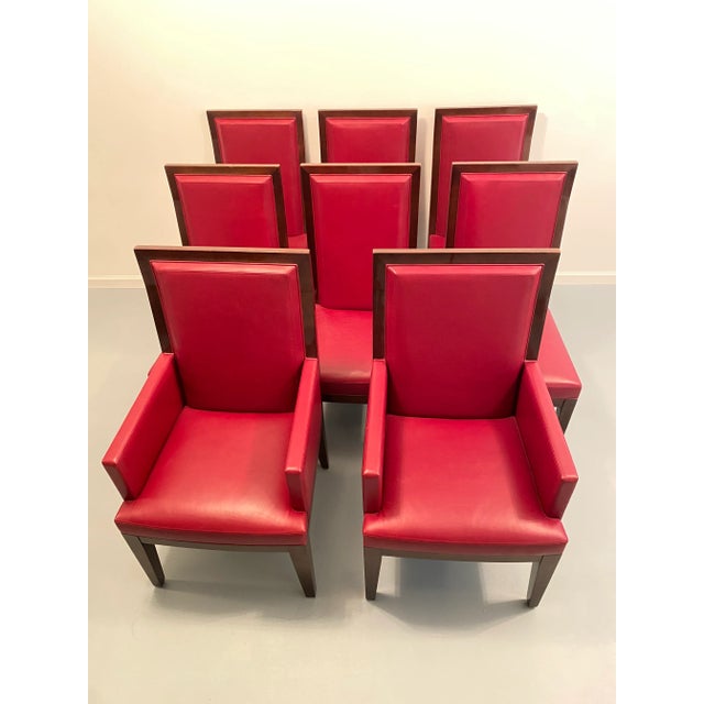 Holly Hunt 1980s Red Leather Dinning Chairs Set of 8 For Sale - Image 13 of 13