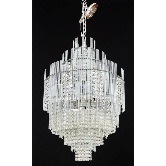 Metal Sciolari Tiered Crystal and Chrome Chandelier For Sale - Image 7 of 10