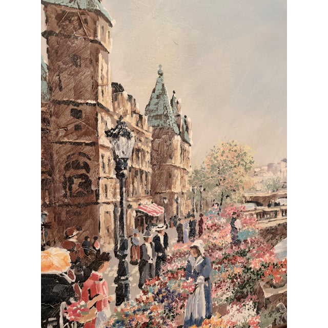 Lee Reynolds VTG Vanguard Studios MCM Paris Cityscape Signed Oil Painting For Sale - Image 4 of 9