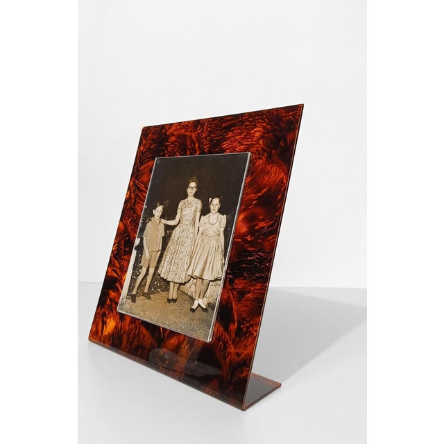 1970s Large Picture Frame in Tortoiseshell Effect Acrylic Glass, Italy, 1970s For Sale - Image 5 of 18