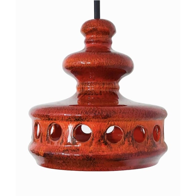 Mid-Century Modern Fat Lava Pottery Pendant Lamp, West Germany, 1970s For Sale - Image 6 of 6