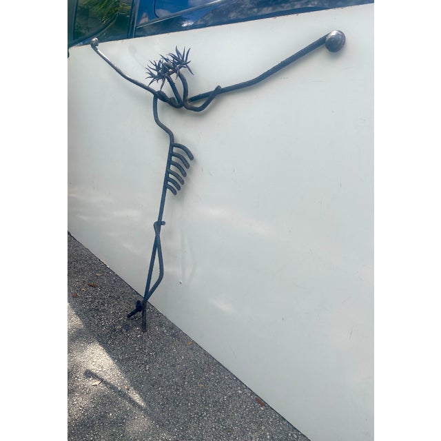 Brutalist 1950s Brutalist Style Metal Sculpture of Crucifixión Figure For Sale - Image 3 of 12