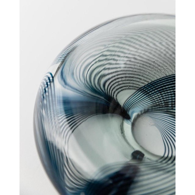 Blue Vintage Filigree Murano Glass Bowl with Twisted Stripe Pattern, Italy, 1970s For Sale - Image 8 of 13