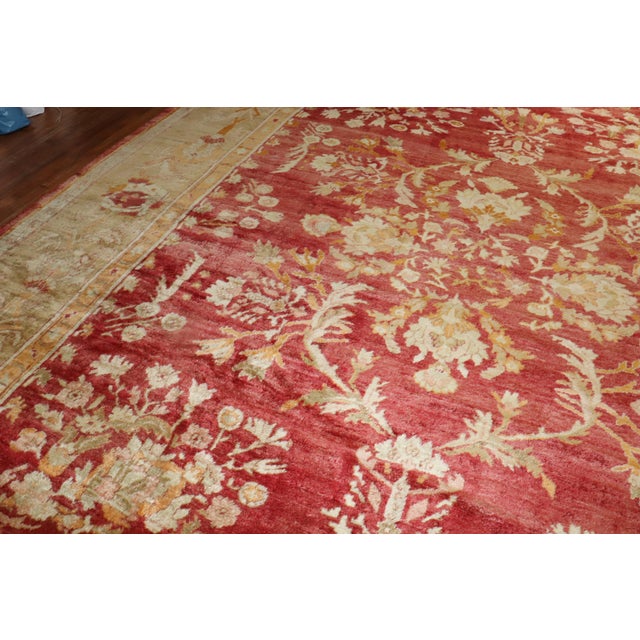 Zabihi Collection Red Angora Antique Oushak Rug For Sale - Image 4 of 12