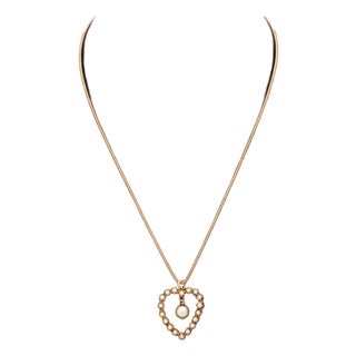 Pearl Heart Form Pendant on Rose Gold Necklace For Sale