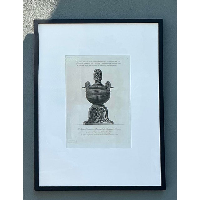 Grand Tour Vintage Italian Monumental Giovanni Batista Piranesi Urn Print For Sale - Image 3 of 12