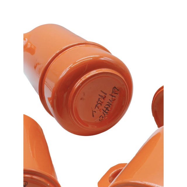 Il Picchio Orange Ceramic Cups with Jug, Italy, 1970s, Set of 5 For Sale - Image 4 of 6