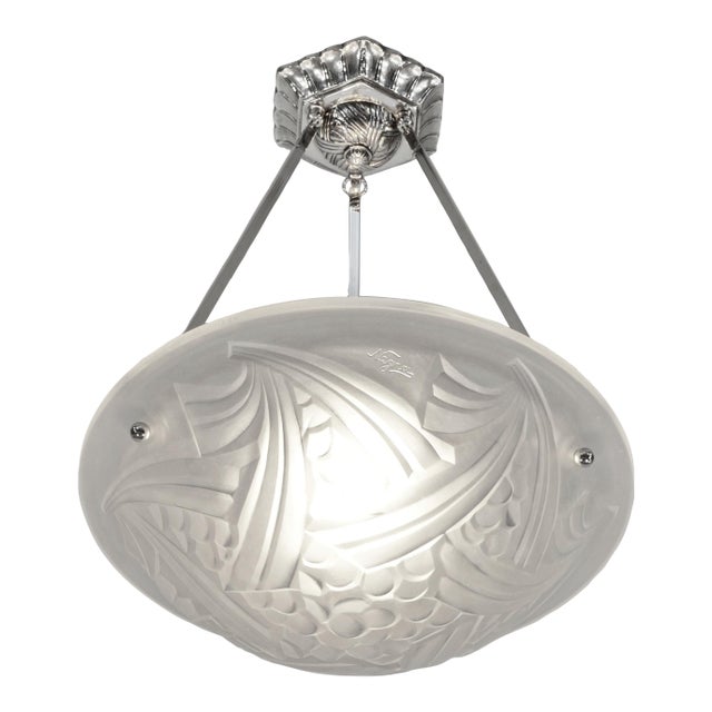 French Art Deco Pendant Light by Barbier Et Corneloup & Degue 1920s France For Sale
